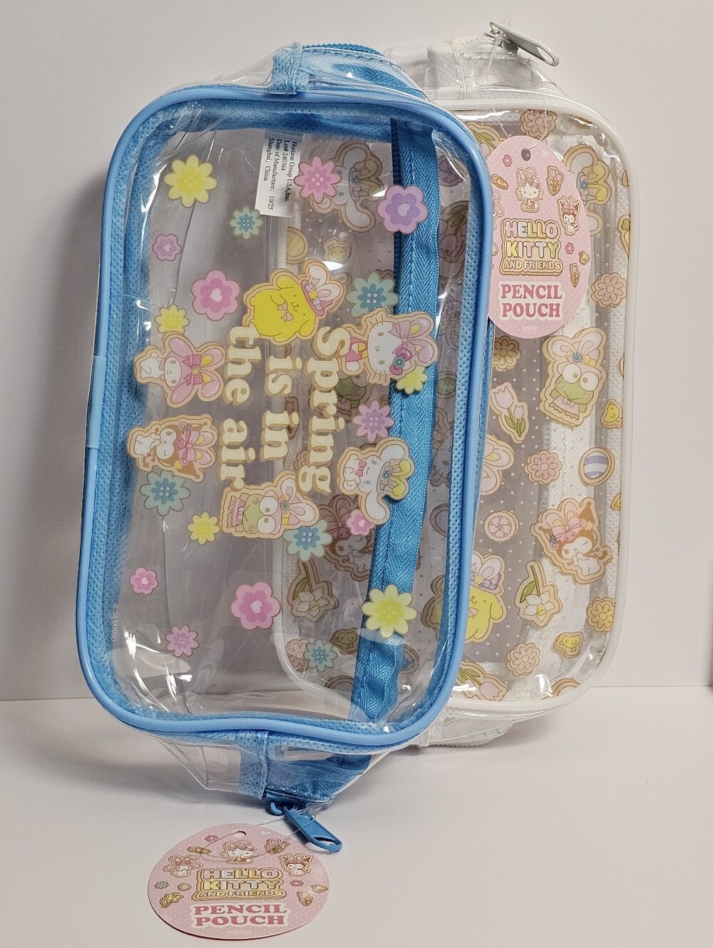 Hello Kitty and Friends clear zippered pencil pouches cases bundle of 2 NEW NWT